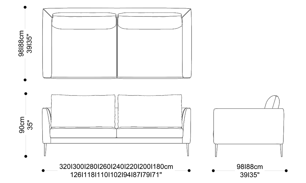 Image of the main dimensions of the product